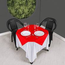 Set Of 20 White Tablecloths 1.5x1.5m + Colorful Table Runners - الأحمر - مشاهدة 2