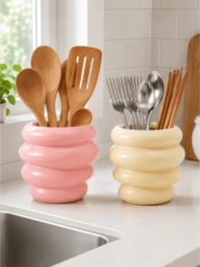 1pc Bubble Design Kitchen Utensil Holder, Glossy Countertop Storage Cup For Spoons, Forks, Chopsticks & Cooking Tools, Cute Kitchen Organizer Decor - Multicolor - View 11