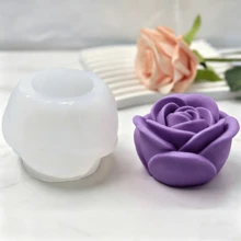 玫瑰花造型香氛蠟燭矽膠模具，適用於DIY香氛蠟燭、擴香石、樹脂翻模，可重複使用、耐熱、易脫模，適合作為節日禮物氛圍裝飾或居家裝飾矽膠模具 - A-白色 - 查看 4