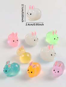 1/10/20/50/100pcs Mini Glow-In-The-Dark Rabbit Resin Models, Animal Miniature Landscape Gifts, Suitable For DIY Garden Decor, Doll Accessories, Desktop Decor Accessories, Home Decor - Multicolor - View 6