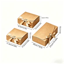 12pcs Kraft Paper Folding Flip Top Gift Boxes With Gold Ribbon, Birthday Wedding Party Favor Gift Packaging Boxes, Valentine's Day And Various Holiday Party Gift Boxes - Brown - View 6