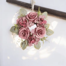 1pc/2pcs Wedding Candle Holder Garland Artificial Rose Candle Ring Wedding Table Decor Silk Candle Home Centerpiece Party Decoration Gift Birthday Graduation - View 3