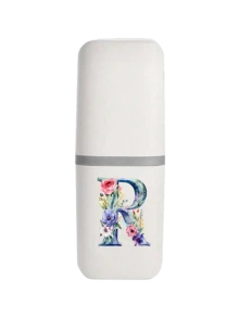 OBOVAY 1件 A-Z 首字母花卉旅行牙刷架，便攜式 2 合 1 牙刷與牙膏收納杯，個性化字母浴室收納盒，適用於旅行與日常使用，適合出差、露營與校園生活，針對旅行者、學生與送禮者，適用於復活節、母親節與送禮場合，可作為旅行盥洗用品盒與浴室配件使用 - 彩色 - 查看 24