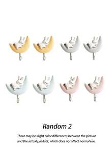 Moon Rabbit Wall Hook Set, Nursery Plush Doll Storage Rack, Baby Room Backpack, Bib And Hat Hanging Storage - Hook Up - View 8