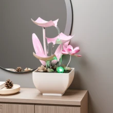 1pc 3-Tier Premium Pink Desktop Office Water Fountain, Indoor Recirculating Small Tabletop Fountain, Luxury Decor Style Ornament, Cat Gift - 888 - View 3