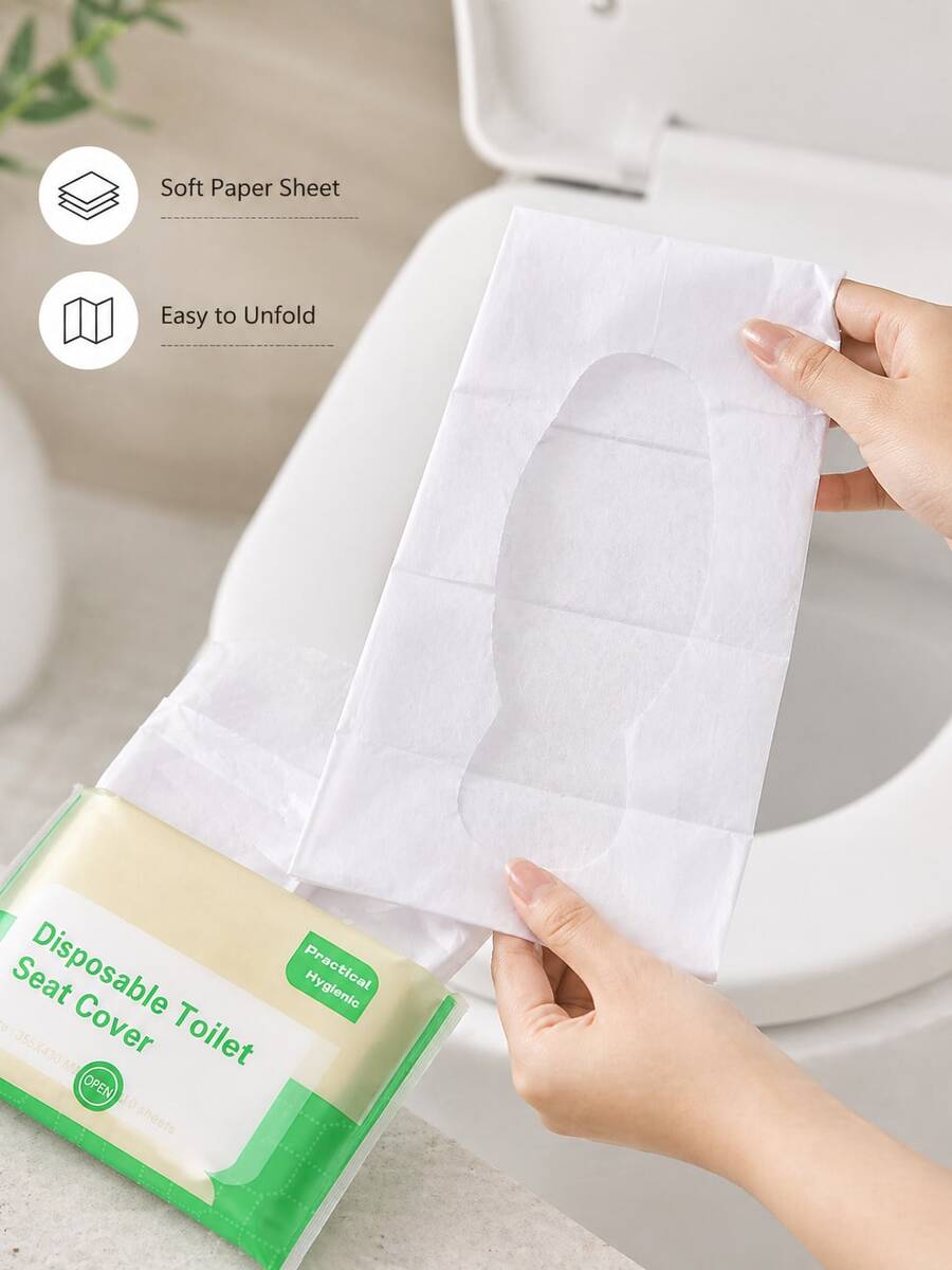 8PCS Travel Essential Disposable Toilet Seat Covers, Waterproof Non-Slip Individually Wrapped Sanitary Toilet Mats, Disposable Protective Cushion For Business Trips, Airplane, Outdoor - Green - View 1
