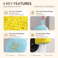 Embroidered Thickened Sandwich Protective Laundry Bag, Chenille Mesh Wash Bag For Bras Underwear Intimates, Delicate Garments Home Organization Storage Solutions - View 5