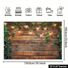 2D Flat Banner1 Piece Rustic Wood Wall And Green Background, Pumpkins And Hay Bales, For Autumn Theme Photo Studio Backdrop - Perfect For Birthday, Party Decoration, Photo Booth, Studio Props And Cake Table Supplies - Multicolor - View 3