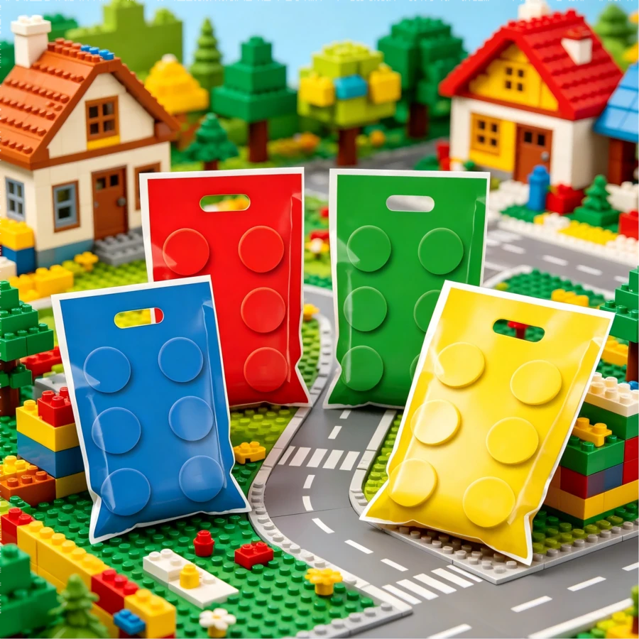 12/20/40 Pieces, Building Block Party Gift Bags, Four-Color Block Design, Suitable For Cartoon Block-Themed Party Bags, Birthday Party Gift Bags, And Holiday Celebration Party Gift Packaging - View 1