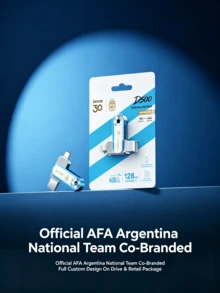 Lexar D500 128GB USB 3.2 Gen 1 Flash Drive, Kecepatan Baca Hingga 400MB/S, Konektor Ganda USB-C & USB-A, Edisi Kustom Tim Sepak Bola Argentina, Transfer Data Cepat untuk Laptop, Ponsel Android, Tablet, Desain Biru & Putih - View 2