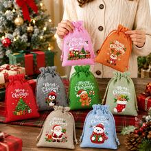 Set 16 Tas Kado Linen Natal Warna-warni, Kantong Serut Santa Claus, Cocok untuk Kado Pesta Liburan dan Penyimpanan Perhiasan, Sempurna untuk Perlengkapan Pesta Natal dan Tahun Baru - 10x14cm - View 4