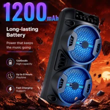 Portable Bluetooth Speaker, Outdoor Sound System, Dual-Speaker Tweeter, High-Fidelity Stereo Speaker, RGB Lighting Effects, Supports MIC/BT/USB/TF Card/Carry Handle Design/FM Radio, Suitable For Both Indoor And Outdoor Use, Microphone Not Included - View 6
