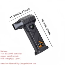 Powerful Turbo Fan, Portable Leaf Blower And Snow Blower, Ultra-Strong Turbo Fan, Brushless Motor Turbo Fan, Type-C Rechargeable Battery With Long Battery Life, Equipped With 3 Nozzles, Built-In 2 X 3000mAh Lithium Batteries, Suitable For Dust Removal And BBQ Charcoal Use, High Power Mode For Home Computer Case, Keyboard, Car Windshield, Leaf Blowing, Snow Removal, Etc., Must-Have For Car Owners - Powerful Turbo Fan [including the Main Unit and 3 Nozzles] - View 11