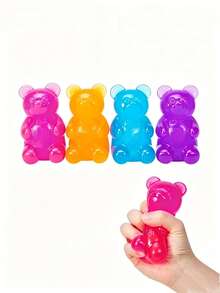1pc Bear Hand-Painted Maltose Squishy Stress Relief Toy, Slow Rebound Squeeze Toy, Pretend Play Bear Gift For Boys And Girls, Ultra-Thin Smooth Texture, Multi-Functional Sensory Stress Relief Toy, Ideal Desktop Relaxation And Office Stress Relief Gift - Multicolor - View 5