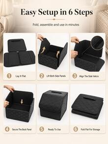 Car Trunk Leather Storage Box Multi-Functional Foldable Organizer Travel Essential Car Interior Decoration Accessory Bowknot Container For Vehicle Organization - Multicolor - View 9