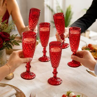 Shoppe house - Juego de 6 copas cava Diamante verde 170ml