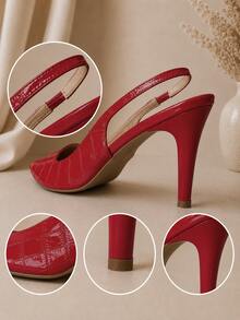 Mozione Women Heeled Sandals - Đỏ - Xem 6