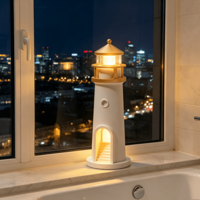 LED Lighthouse Night Light, Modern Moonlight Projection Lamp With Motion Sensor, Rechargeable Battery Powered Table Lamp, Adjustable Brightness And Color Temperature, Modern Lighthouse Design With Gold Roof, Suitable For Bedroom Atmosphere