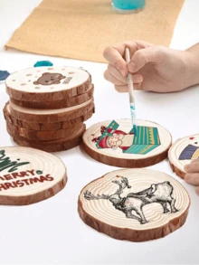 4pcs Natural Wood Slices, Suitable For Table Centerpiece Decoration And Crafting - Perfect For Painting, DIY Projects, Wedding Decor, Christmas Decor, Room Decor, Bedroom Decor, Home Decor - Multicolor - View 2