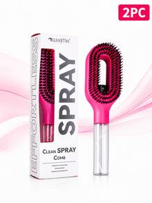 Curl Weave Brush 2合1噴霧梳髮梳，可填充水噴霧梳，尼龍齒，適用於濕髮和乾髮的解結造型梳，撫平毛躁的護髮工具，適合女性和兒童，適用於捲髮、波浪髮和粗髮，旅行和沙龍使用 - 彩色 - 查看 17