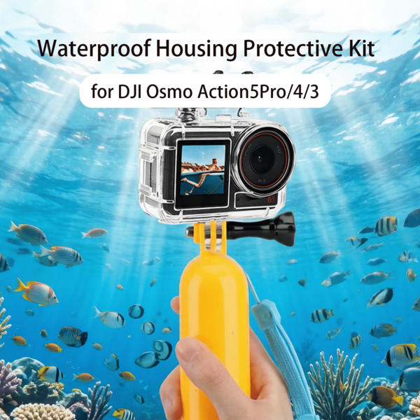 適用於 Osmo Action5Pro/4/3 防水殼套件，夏季水上活動必備，包含防水殼、浮力手柄與濾鏡等，適用於水上運動與水下運動、潛水攝影配件 | 創意游泳潛水裝備