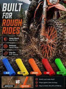 72 piezas de fundas para radios de moto de cross, envolturas universales para radios de rueda y molduras de tubo para llantas de 8-21 pulgadas, protector decorativo para radios de llanta para motocicleta, motocross, pit bike, bicicleta, silla de ruedas, BMX, Suzuki Kawasaki DRZ400SM, envolturas de llanta y protectores de radios - A - Ver 9