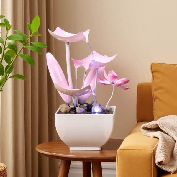 1 pieza Fuente de agua de escritorio de oficina premium de 3 niveles en color rosa, fuente de mesa pequeña con recirculación interior, ornamento de estilo decorativo de lujo, regalo para gatos