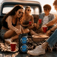 Portable Bluetooth Speaker, Outdoor Sound System, Dual-Speaker Tweeter, High-Fidelity Stereo Speaker, RGB Lighting Effects, Supports MIC/BT/USB/TF Card/Carry Handle Design/FM Radio, Suitable For Both Indoor And Outdoor Use, Microphone Not Included - View 8