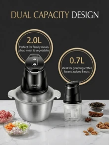 SOKANY 06028 Penggiling Daging Multifungsi, Pengolah Makanan, Dapat Mengolah Berbagai Bahan, Pengoperasian Sekali Sentuh, Kontrol 2 Kecepatan, Motor Bertenaga 400W, Cocok Untuk Penggunaan Rumah Tangga Sehari-hari - Hitam - View 3