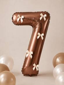 1 Set 32-Inch Coffee Color Number "0-9" Balloon Set - Includes 5 Bows, Suitable For Helium Inflation, Applicable For Birthday Party, Wedding, Anniversary, New Year, Holiday, Carnival And Other Occasions - Brown - View 16