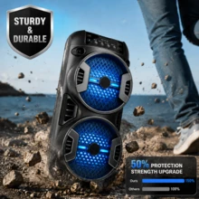 Portable Bluetooth Speaker, Outdoor Sound System, Dual-Speaker Tweeter, High-Fidelity Stereo Speaker, RGB Lighting Effects, Supports MIC/BT/USB/TF Card/Carry Handle Design/FM Radio, Suitable For Both Indoor And Outdoor Use, Microphone Not Included - View 7