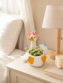 Cute Duck Vase With Flower Hat, Decorative Vase For Fresh And Artificial Flowers, Tabletop Centerpiece, Spring Home Decor - 1PC - View 6
