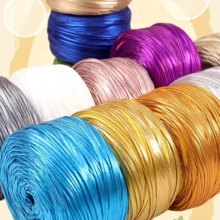 2pcs 400g Shiny Metallic Color Plain Crochet Yarn, Premium Braided Craft Cord Ribbon, Multi-Color Durable Knitting Yarn, Suitable For Making Handbags, Hats, Home Decor, Sewing And Knitting Projects - 2-pack - View 1