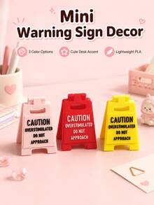 Funny Mini Desktop Warning Sign, "Caution Overstimulation Please Keep Distance" Desktop Ornament, Cute Home Office Desk Decor, Humorous Gift For Friends, Colleagues And Introverts - Multiple Styles - View 8