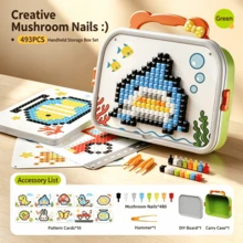 Children's DIY Pixel Mosaic Puzzle Toy, Plug-In Building Block Set, Mushroom Nail Art Craft Kit, Cartoon Animal Pattern Matching Game, Color Recognition Activity, Fine Motor Skills Toy, Portable Travel Storage Box, Interactive Learning Gift For Toddlers And Children - Multicolor - View 11