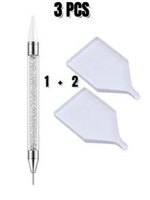 1組鑽石拾取工具，雙頭免蠟自黏鑽石筆，白色鑽石收納盤，美甲DIY與鑽石畫裝飾工具，美甲沙龍配件 - 彩色 - 查看 11