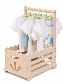 Wooden Baby Nursery Gift Basket With Hanging Rod, Baby Shower Gift Display Storage Rack, Newborn Essentials Storage Cart, Suitable For Baby Room Decor - Storage Cart - View 11