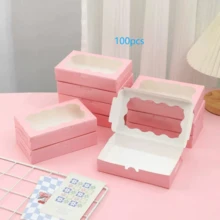 100/50/20/10 piezas - Cajas para galletas y pasteles con ventana transparente, 7 x 4.3 x 1.5 pulgadas, papel kraft, material de cartón blanco, caja de regalo de alimentos premium para hornear, adecuada para postres, bodas, fiestas, Navidad, cumpleaños y otras ocasiones - Multicolor - Ver 20