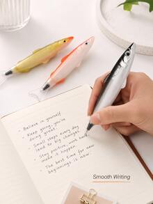 16/1pc Mixed Color Realistic Salted Fish Shaped Ballpoint Pen, Creative Novelty High-Quality Plastic Fish Design With Detailed Scales And Fins, Smooth Writing, Office Desk Stationery Writing Tool, Back To School, April Fool's Day Prank Gift, Random Shipment - Multiple Styles - View 3