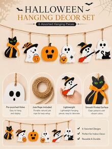 14pcs/1pc-6sets Halloween Hanging Decorations: Cute Ghost And Pumpkin Bunting - Easy To Hang, Reusable Home Party Decor - Halloween Ghost Ornaments - View 4