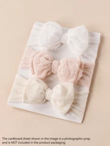 Set de 3 diademas elásticas de dos capas con diseño de moño para bebé, diseño ideal para el Día de San Valentín - Rosa - Ver 7