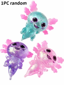1pc Sequin Axolotl Squishy Toy, Transparent Crystal Axolotl Squeeze Stress Relief Toy, Soft Stretchable Slow Rebound Pressure Relief Desktop Toy, Suitable For Children, Teenagers, Adults, Party Favors, Gift Bag Fillers, Classroom Prizes, Birthday Gifts - Multicolor - View 21