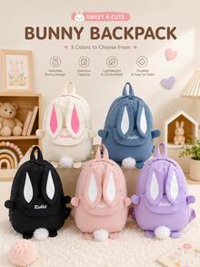 XD Nueva mochila ligera de conejo para niños, mochila compacta - Mochila de estudiante ligera y cómoda, adecuada para volver a la escuela, viajes, aprendizaje, mochila para niños, unisex, regalo perfecto - Multicolor - Ver 2