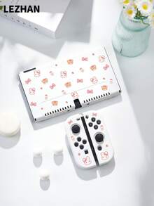 1 pieza Funda protectora con patrón de conejo y oso de leche de fresa de dibujos animados para Switch, accesorio de consola de juegos Switch 2 (2025) con carcasa de base, compatible con Switch 2 (2025) / Switch OLED, accesorio de juego de segunda generación Switch 2, funda protectora, blanco/rosa, bolsa de almacenamiento de consola de juegos, el mejor regalo para jugadores de SWITCH - Multicolor - Ver 24