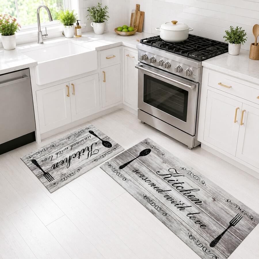 1pc Home Decor, Pattern Printed Floor Mat, Diatomaceous Earth Kitchen Rug, Kitchen Mat, Floor Mat, Easy To Clean, Printed Rectangular, Suitable For Living Room, Bedroom, Hallway, Bathroom, Laundry Room - Polyester Carpet, Suitable For Indoor And Outdoor Home Decor
