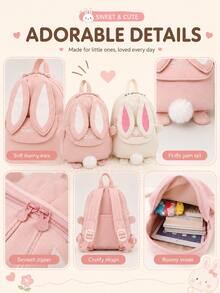 XD Nueva mochila ligera de conejo para niños, mochila compacta - Mochila de estudiante ligera y cómoda, adecuada para volver a la escuela, viajes, aprendizaje, mochila para niños, unisex, regalo perfecto - Multicolor - Ver 6