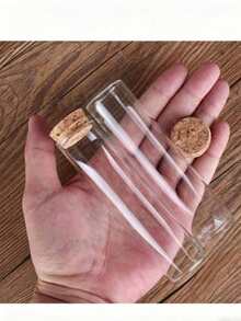 12pcs Glass Test Tubes] 12pcs/Set Transparent Glass Test Tubes With Cork Stoppers | Empty Glass Bottles, Suitable For Handmade DIY, Wedding Gift Making | Capacity: 15ml/20ml/25ml/30ml/40ml/50ml/55ml/60ml, Bottle Diameter 3cm - Multicolor - View 5