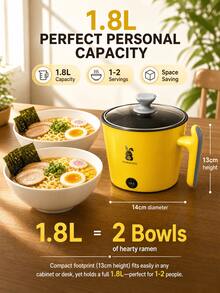 SOKANY 2-Gear Adjustable Temperature Portable Electric Hot Pot, Non-Stick Multi-Function Pot With Auto Shut-Off Function, Dual Use For Home Cooking And Camping Travel - Yellow - View 8