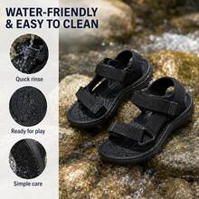 Adjustable Buckle Children's Sports Sandals, Open-Toe Sandals, Non-Slip Soles, Suitable For Outdoor Play, Beach Leisure And Other Occasions. - Black - View 2