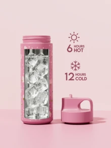 Meoky 19oz Stainless Steel Insulated Water Bottle, Leak-Proof Portable Travel Mug With Straw, Printed Design, Suitable For School, Office, Gym And Outdoor Activities, Can Hold Cold And Hot Drinks - Pink Flowers - View 6